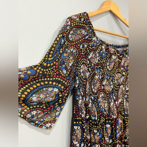 SALE! Multicolor August Silk Paisley Peasant Blouse Size M EUC - Picture 5 of 6